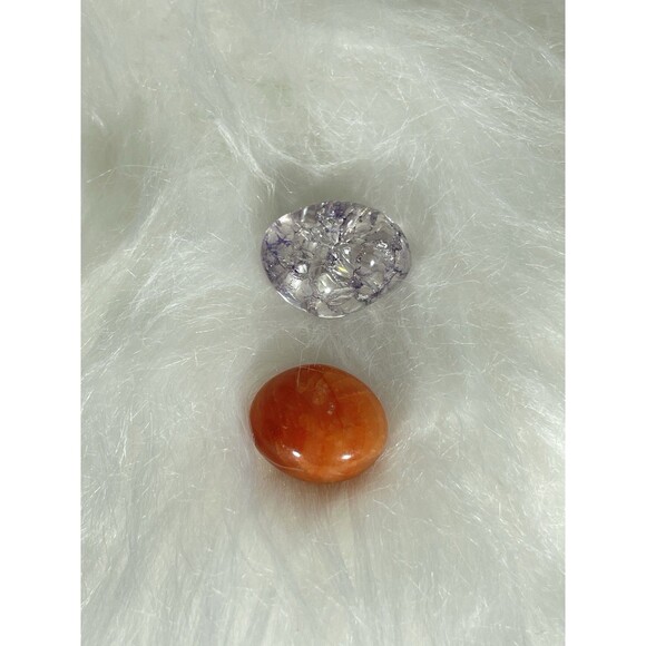 Crystal Bundle Orange Chalcedony Purple Crackle Quartz Glass Palm Stones Lot 2 - Picture 2 of 2